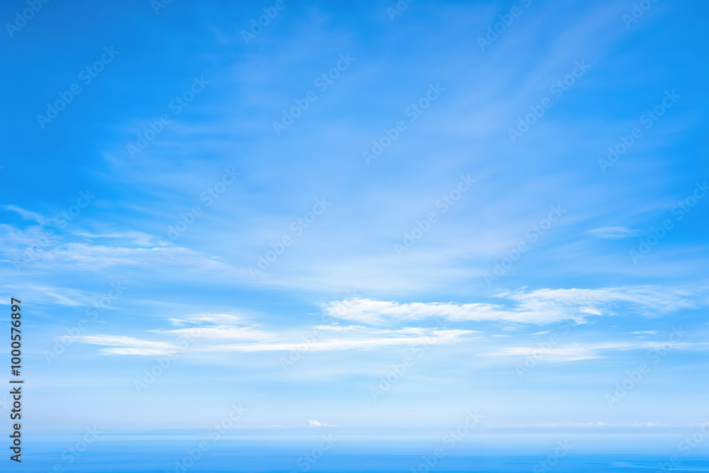 Beautiful blue sky with cloudscape over sea horizon Beautiful blue sky with cloudscape over sea horizon