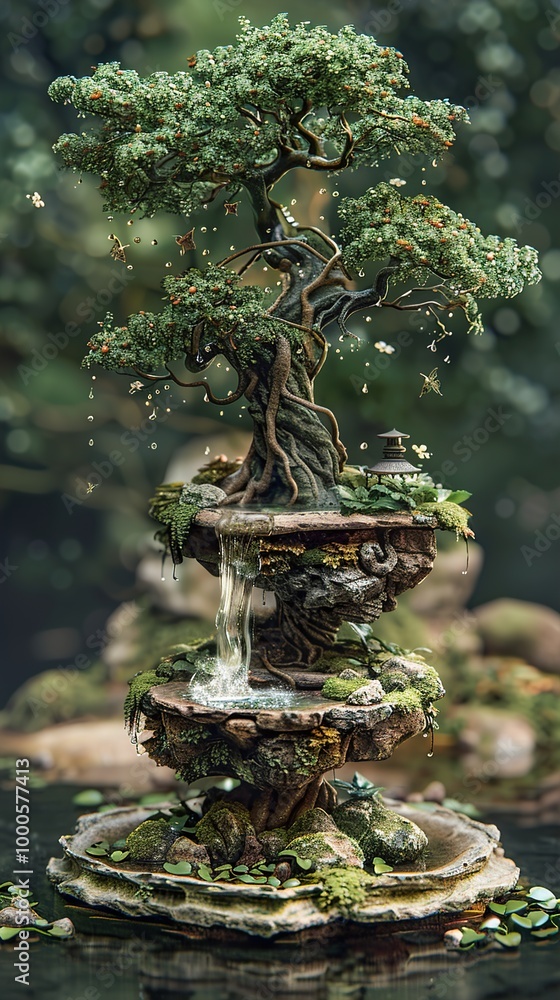 Enchanted Waterfall Tree: A Dreamlike Fantasy Landscape Enchanted Waterfall Tree: A Dreamlike Fantasy Landscape