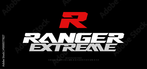 R Extreme Logo Sport Modern Future Alphabet Font and Number. Typography abstract italic bold fonts technology, sport, movie brand and logos. vector illustration