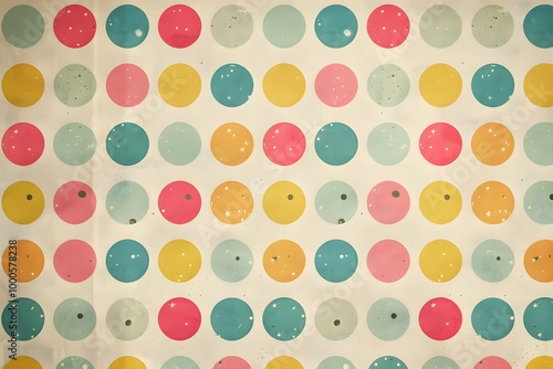 Colorful Polka Dot Pattern on Vintage Paper