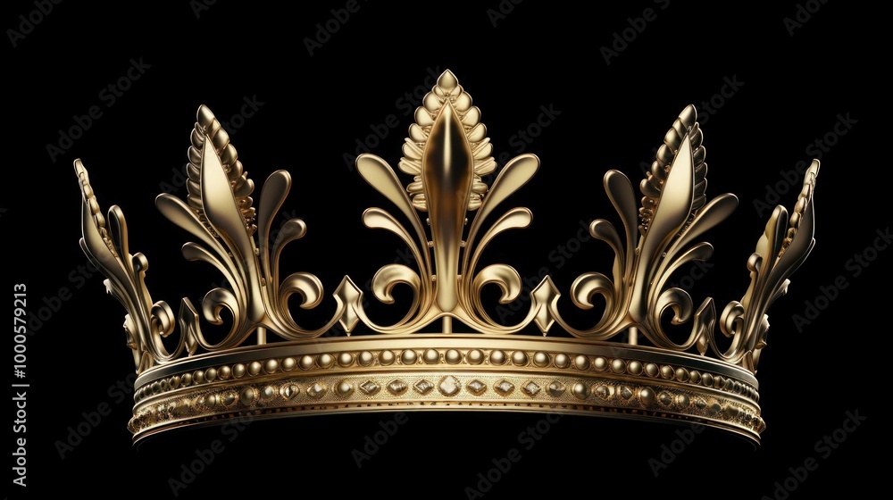 3D rendered golden fantasy crown isolated on background 3D rendered golden fantasy crown isolated on background