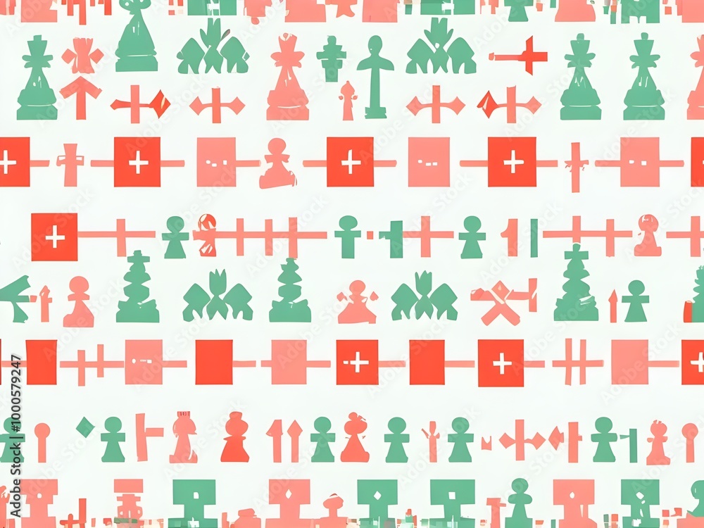 abstract pastel glow Christmas pixel pattern Chess with green, red, and white colors abstract pastel glow Christmas pixel pattern Chess with green, red, and white colors