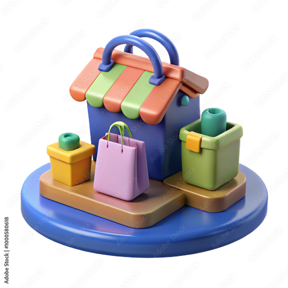 Shopping 3d cartoon style illustration