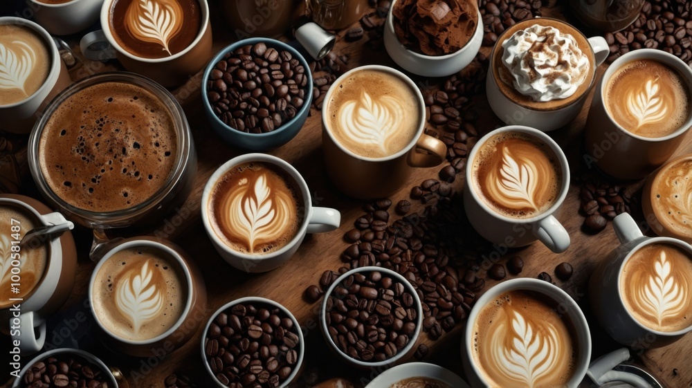 Coffee cup and seed as background Coffee cup and seed as background