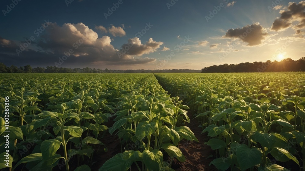 Fototapeta premium soya field in the morning