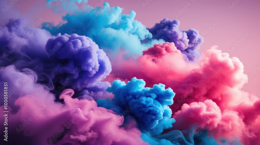 A breathtakingly detailed illustration of abstract, vibrant smoke with rich hues of lavender, cobalt blue, and rose pink that gently swirl and merge into one another A breathtakingly detailed illustration of abstract, vibrant smoke with rich hues of lavender, cobalt blue, and rose pink that gently swirl and merge into one another