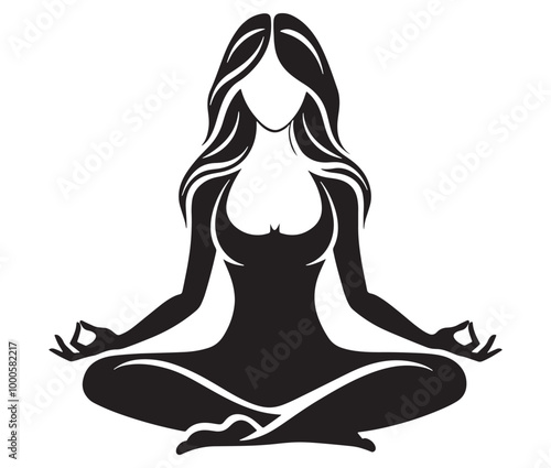 Silhouette of yoga woman, Yoga vector, Female exercise yoga
