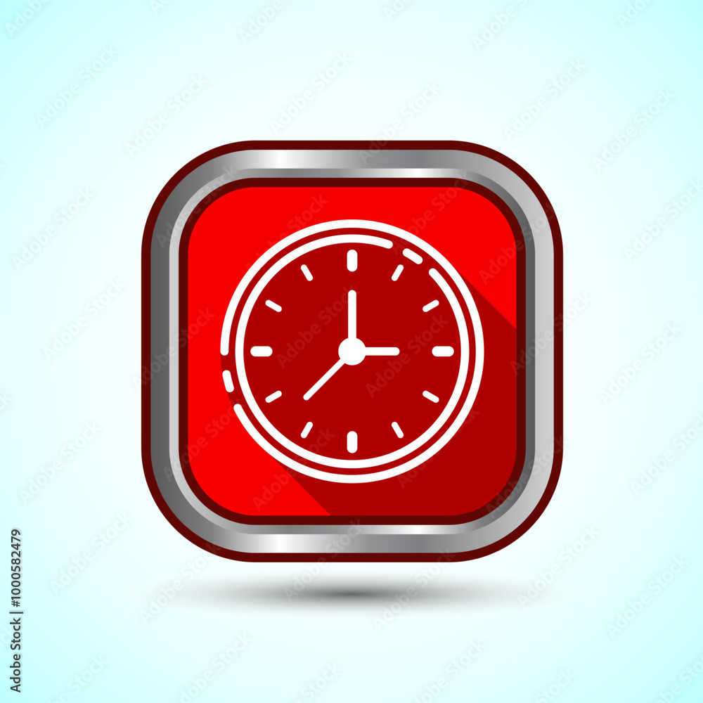 Clock Icon Design Illustration, Watch Icon For Apps and Websites, Red Shadow Button Design Clock Icon Design Illustration, Watch Icon For Apps and Websites, Red Shadow Button Design