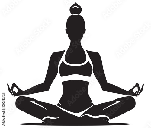 Silhouette of yoga woman, Yoga vector, Female exercise yoga