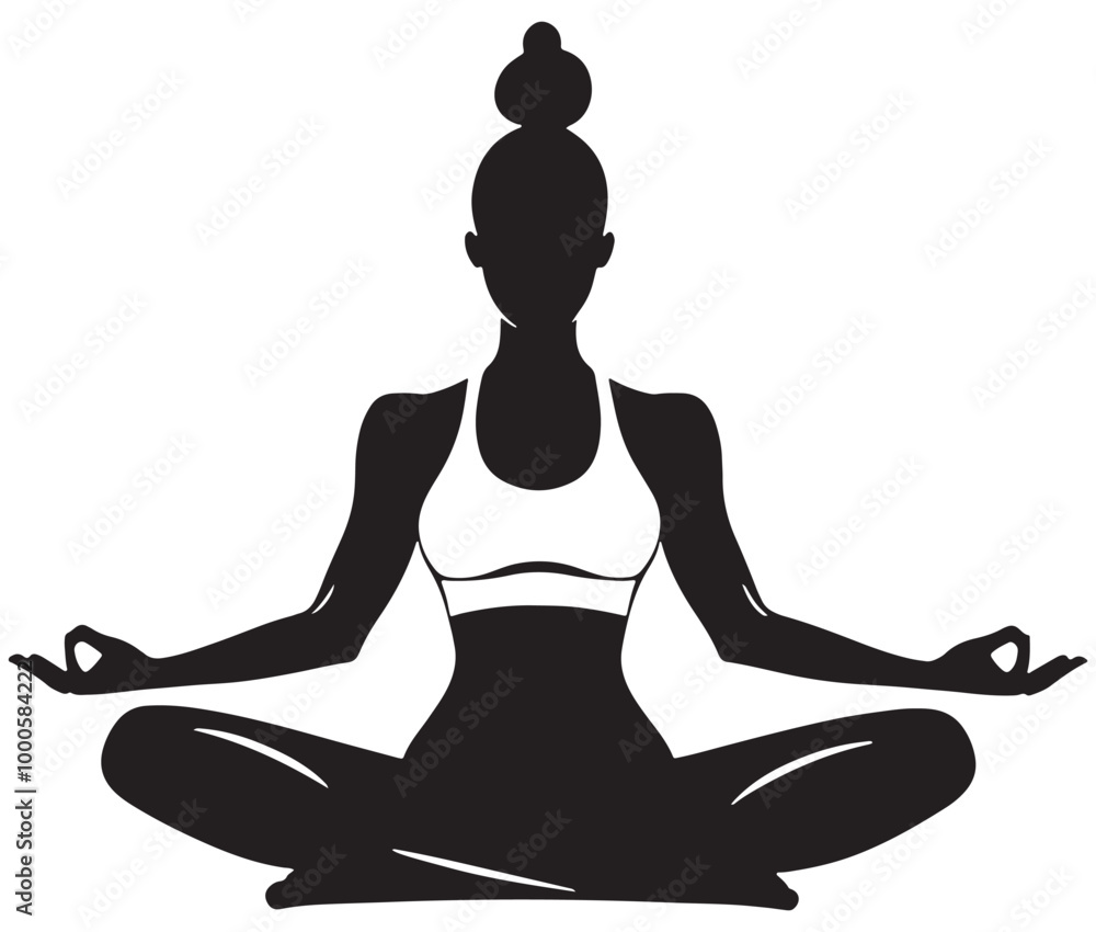 Silhouette of yoga woman, Yoga vector, Female exercise yoga Silhouette of yoga woman, Yoga vector, Female exercise yoga