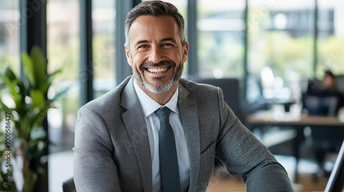 Smiling Businessman During Positive Meeting Interaction