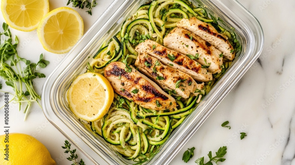 Grilled Chicken with Zucchini Noodles Meal Prep