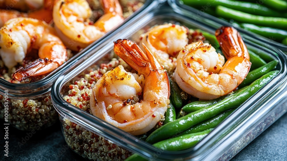 Grilled Shrimp and Quinoa Meal Prep Containers Grilled Shrimp and Quinoa Meal Prep Containers