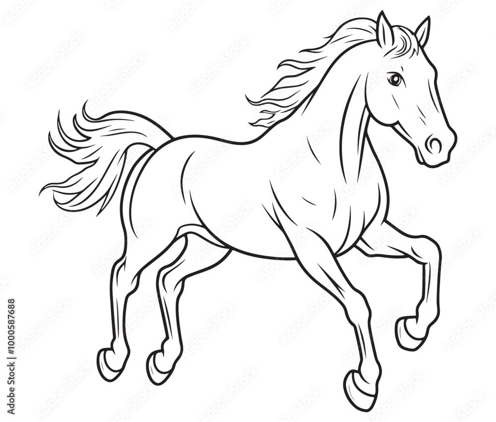 Horse silhouette isolated on white, Jumping outline horse, Horse animal vector Horse silhouette isolated on white, Jumping outline horse, Horse animal vector