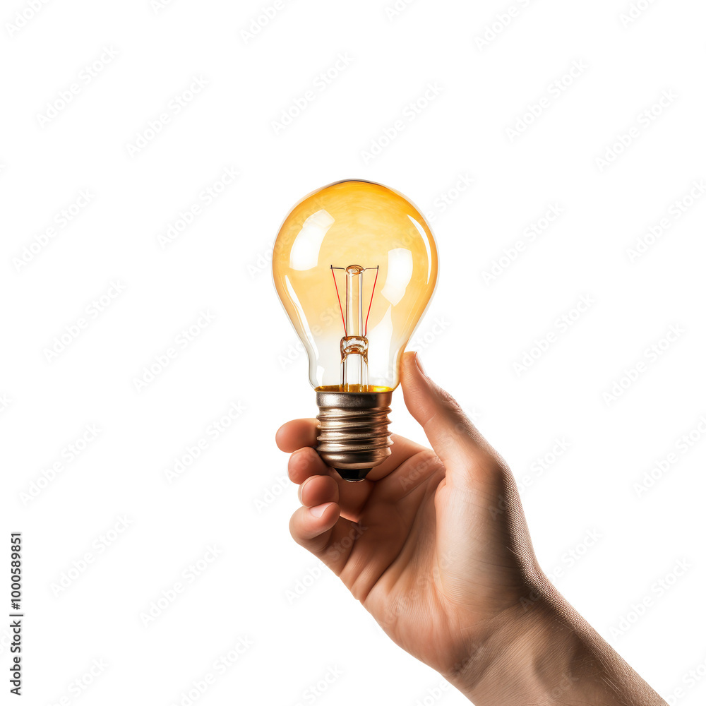 hand holding light bulb isolated on transparent white background, clipping path hand holding light bulb isolated on transparent white background, clipping path