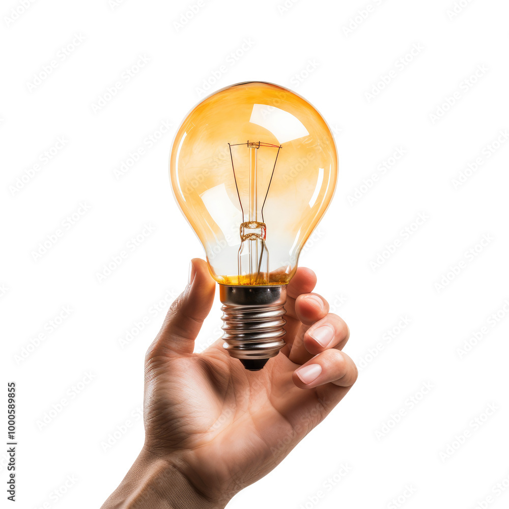 hand holding light bulb isolated on transparent white background, clipping path hand holding light bulb isolated on transparent white background, clipping path