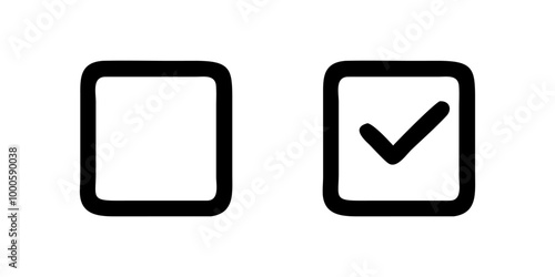Checkbox set with blank and checked checkbox line art vector icon for apps and websites