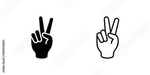 set of Hand gesture V signs for victory or peace vector icons for apps and websites