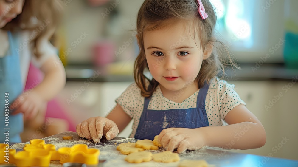 Children Engaged in Fun with Cookie Cutters Children Engaged in Fun with Cookie Cutters