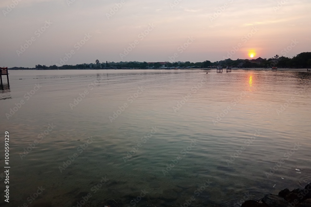 Fototapeta premium sunset over the river