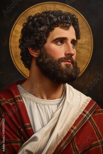 The calling of Andrew: a portrayal of the apostle chosen by Jesus, known as the first-called, symbolizing faith and devotion in early Christianity, reflecting his significant role among the twelve. photo