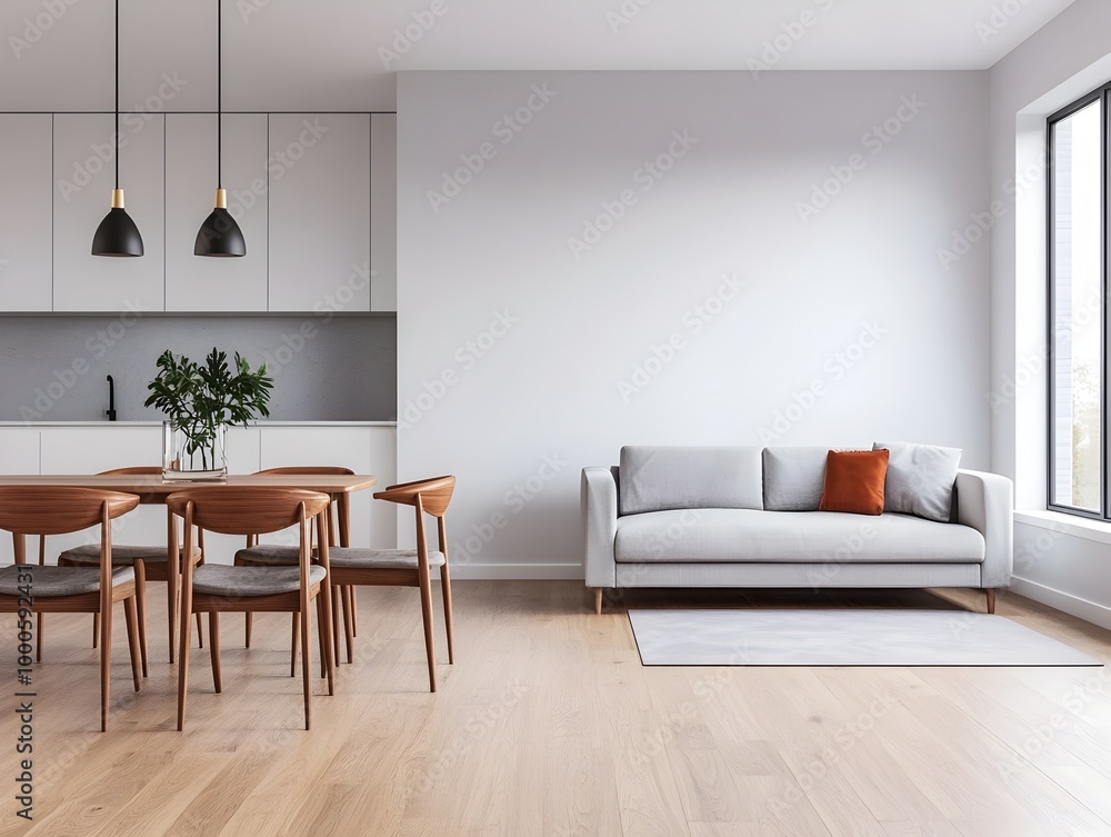 Fototapeta premium AI-Powered Interior Design Software Generating Sleek Room Layouts and Furniture Arrangements