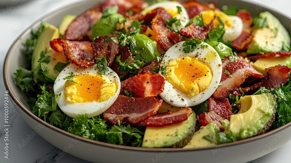 Fresh Keto Salad with Avocado, Bacon, and Eggs Fresh Keto Salad with Avocado, Bacon, and Eggs
