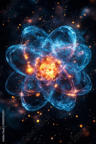 Create an image on a black background with space waves of atomic explosion