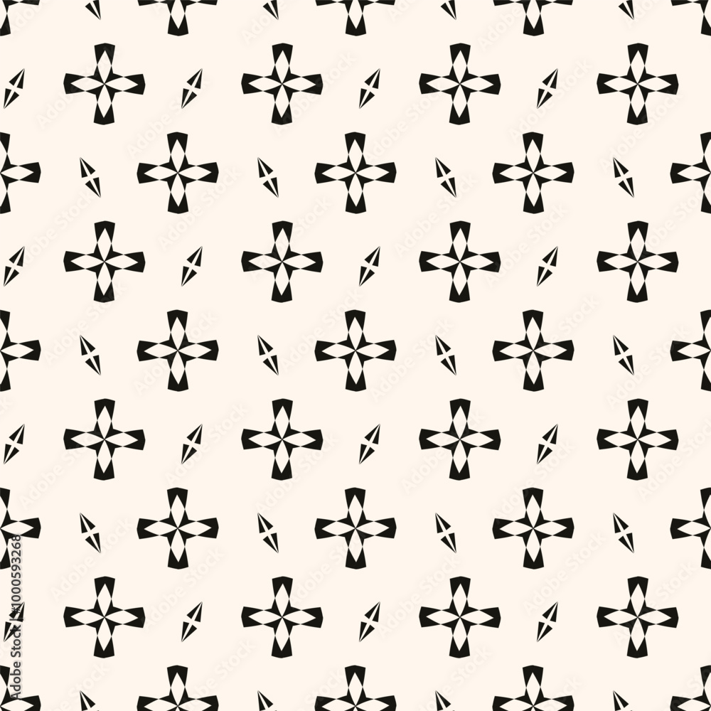 Simple minimalist geometric seamless pattern. Abstract monochrome minimal background with small floral shapes. Subtle repeat design for decor, print. Simple minimalist geometric seamless pattern. Abstract monochrome minimal background with small floral shapes. Subtle repeat design for decor, print.