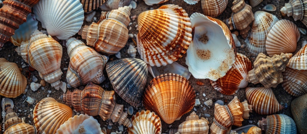 Fossil Of Many Shell On The Beach After Sea Was Low Background Fossil Of Many Shell On The Beach After Sea Was Low Background