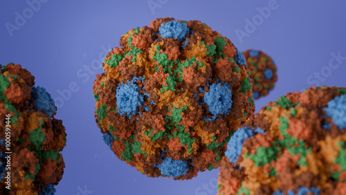 Simian Vacuolating Virus 40 structure, accurate 3d rendering. Medical illustration of SV40. photo