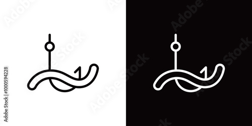 釣り餌のシンプルなラインアイコン