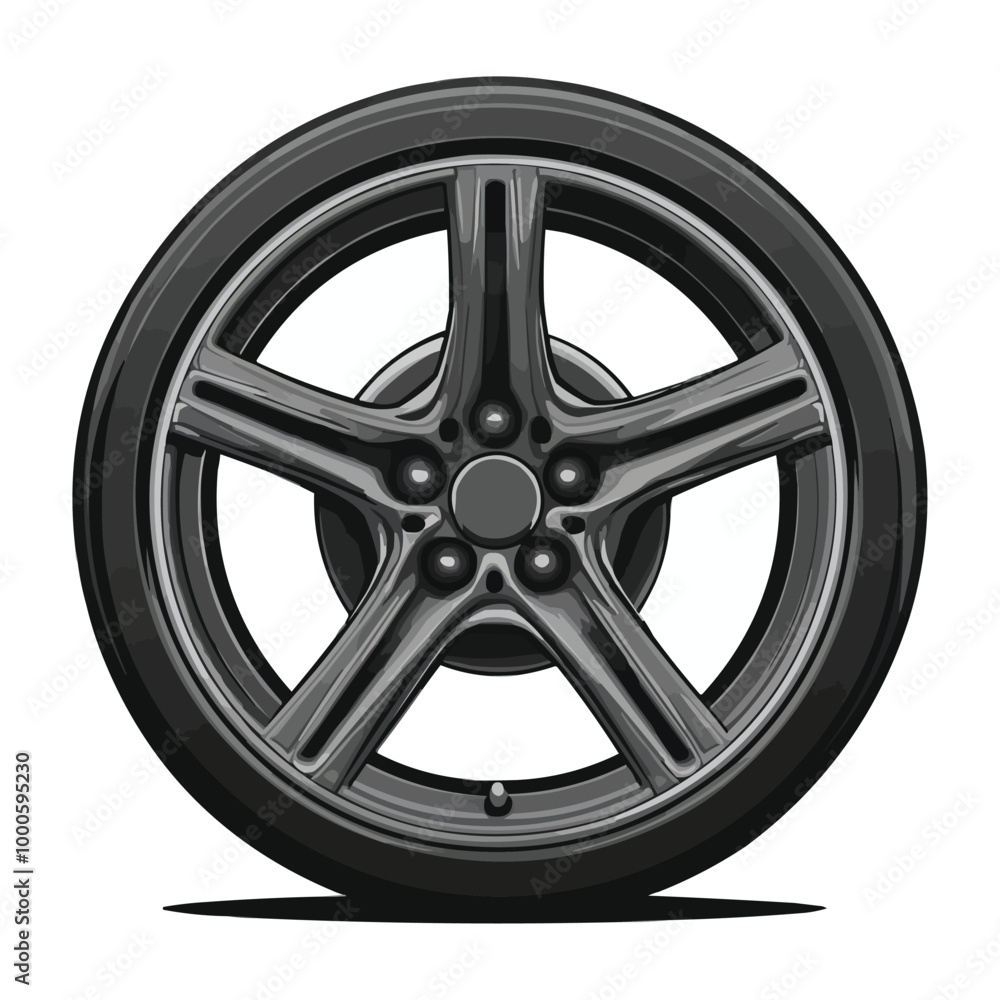 Obraz premium A flat vector of an automotive wheel with no background