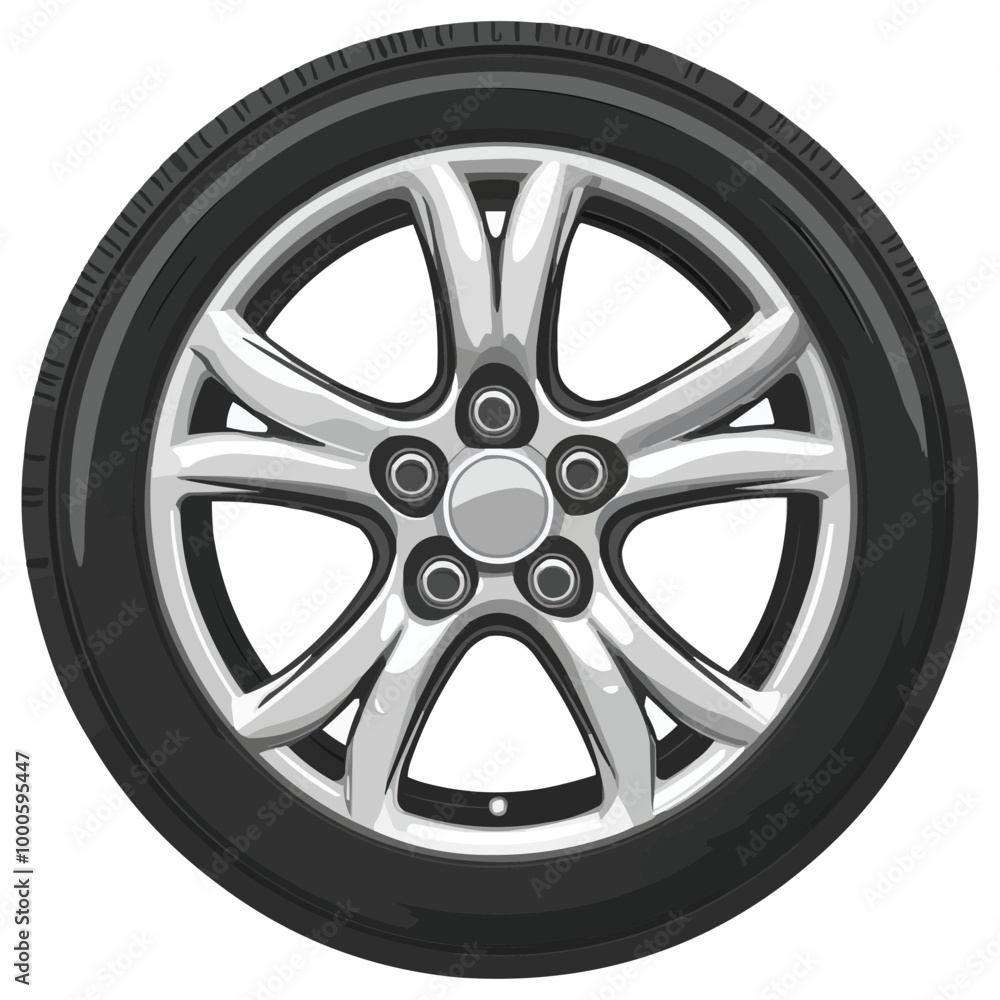 A flat vector of an automotive wheel with no background A flat vector of an automotive wheel with no background