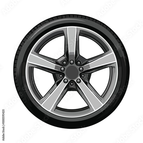 A flat vector  of an automotive wheel with no background