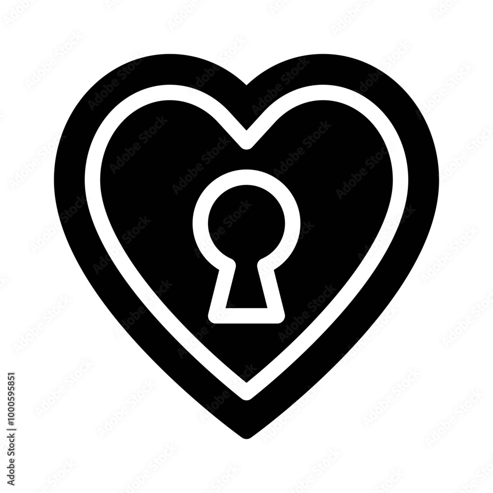 Heart Key glyph icon Heart Key glyph icon