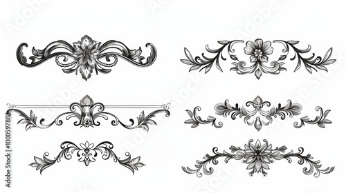 Elegant Floral Ornamental Scroll Patterns for Luxury Graphic Design and