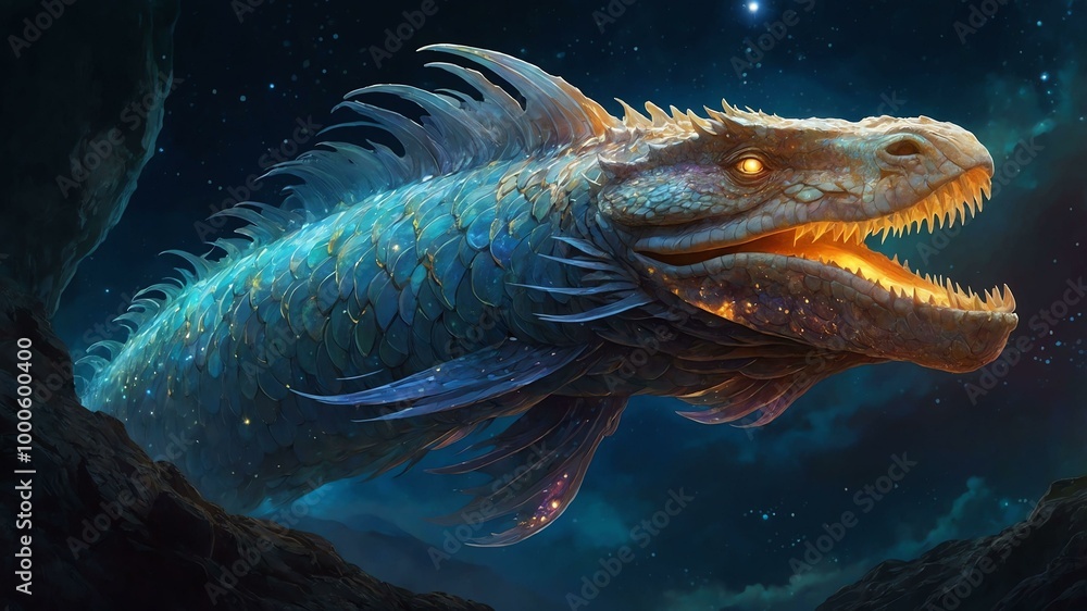 Fototapeta premium a whimsically glowing lunar leviathan its cel image