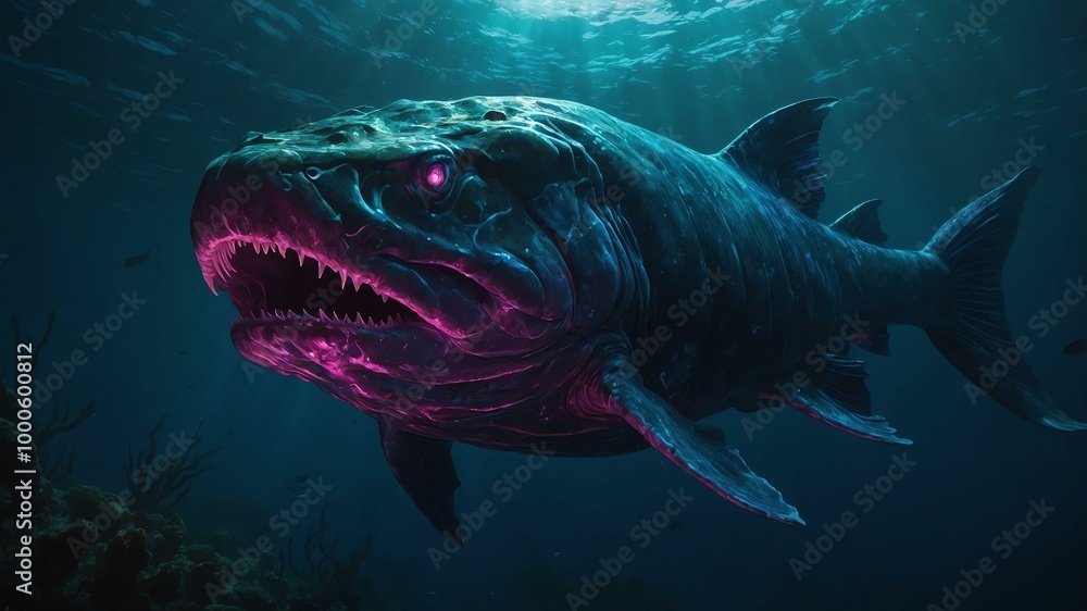 Fototapeta premium in the eerie depths of the ocean a spooky mag image