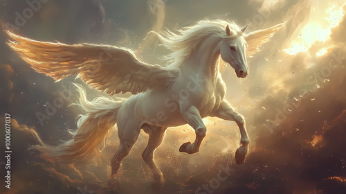 Fantasy art pegasus. Pegasus Flight. Illustration