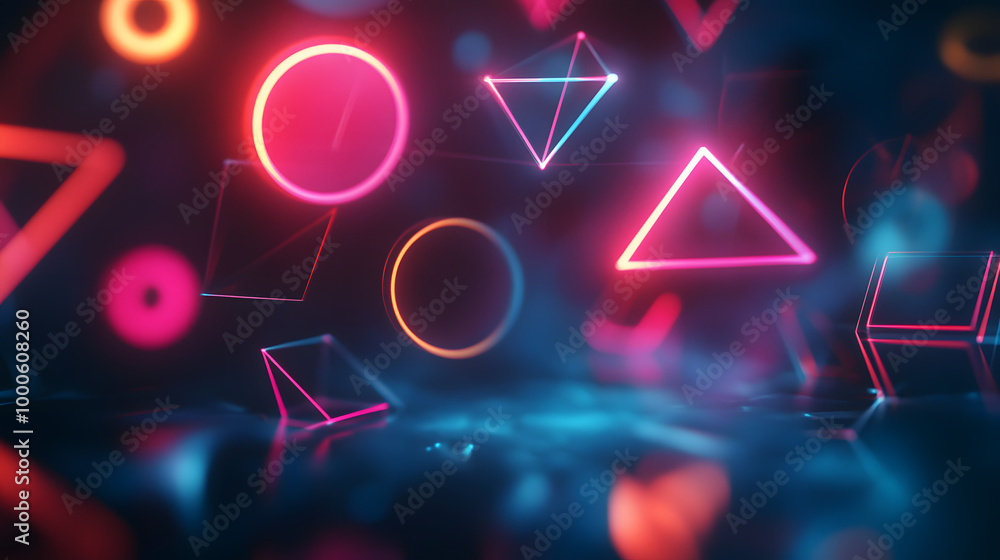 Abstract neon geometric shapes background Abstract neon geometric shapes background