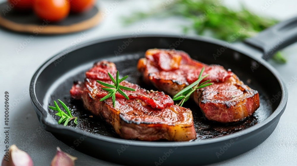 Grilled Meat on a Clean Black Griddle Grilled Meat on a Clean Black Griddle
