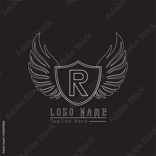eagle shield letter logo with wings