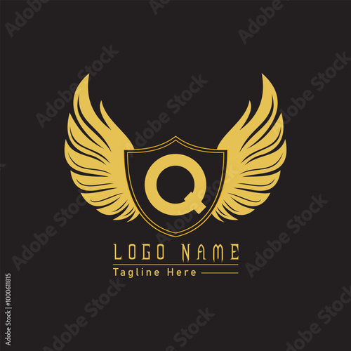 eagle shield letter logo with wings