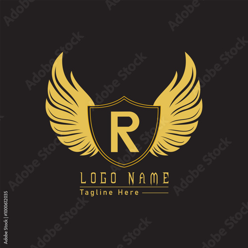 eagle shield letter logo with wings