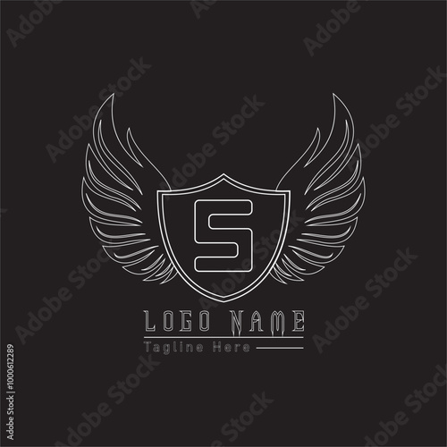 eagle shield letter logo with wings