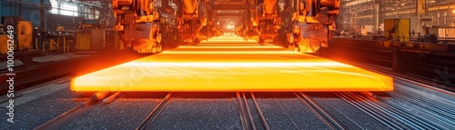 Red Hot Steel Slab Production in a Modern Steel Mill