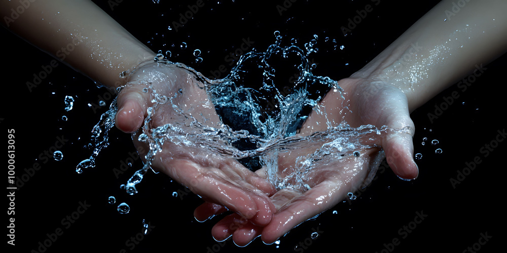 Fototapeta premium Water Splashing From Open Palms