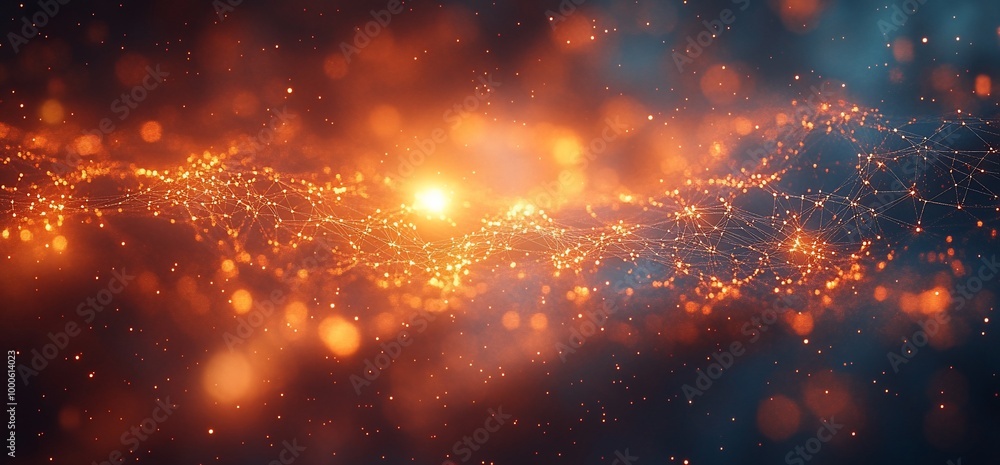 Abstract background with glowing particles and a network of lines. Abstract background with glowing particles and a network of lines.