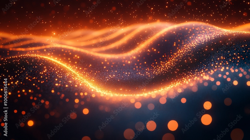 Abstract glowing wave of particles with bokeh lights. Abstract glowing wave of particles with bokeh lights.